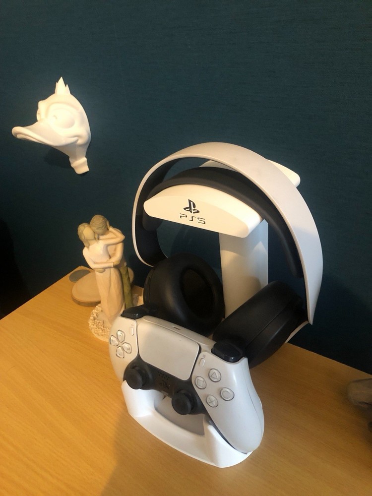 PlayStation White Black Headset Controller Stand for PS5 Plastic Mount