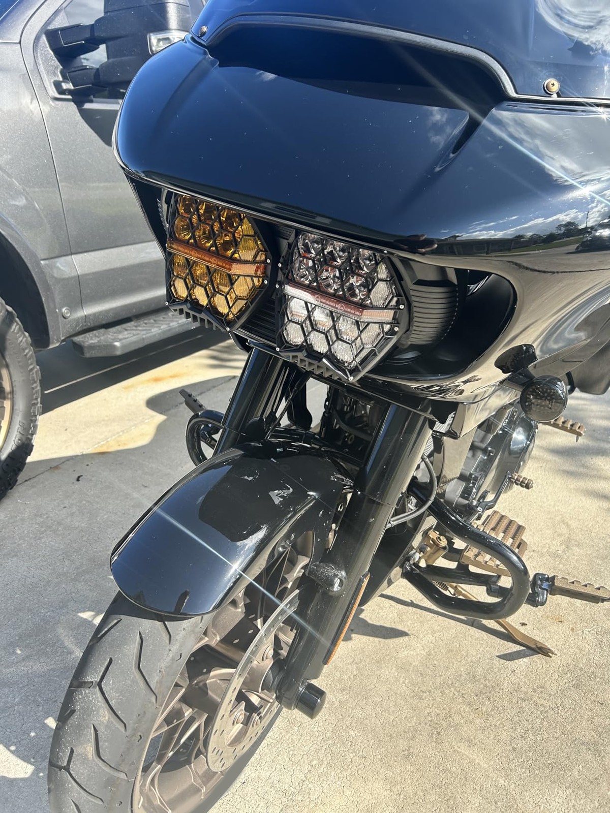 LED Dual Headlight w/ 2 Colors For Harley Touring Road Glide FLTRX FLTRXS 2015+