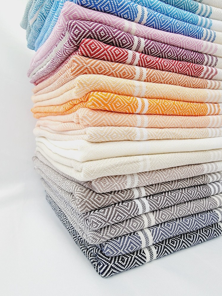 100% Cotton Geometric Diamond Weave All Season Solid Blanket Soft Sofa Throw
