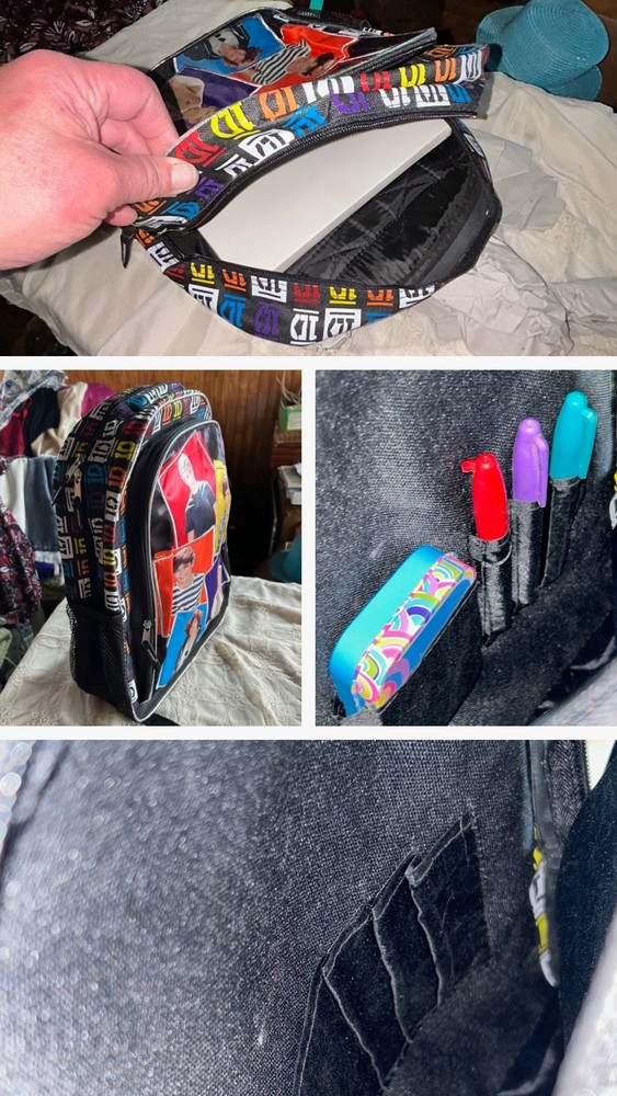 *RARE* One Direction Multicolor 2012 Graphic Kids Medium Backpack