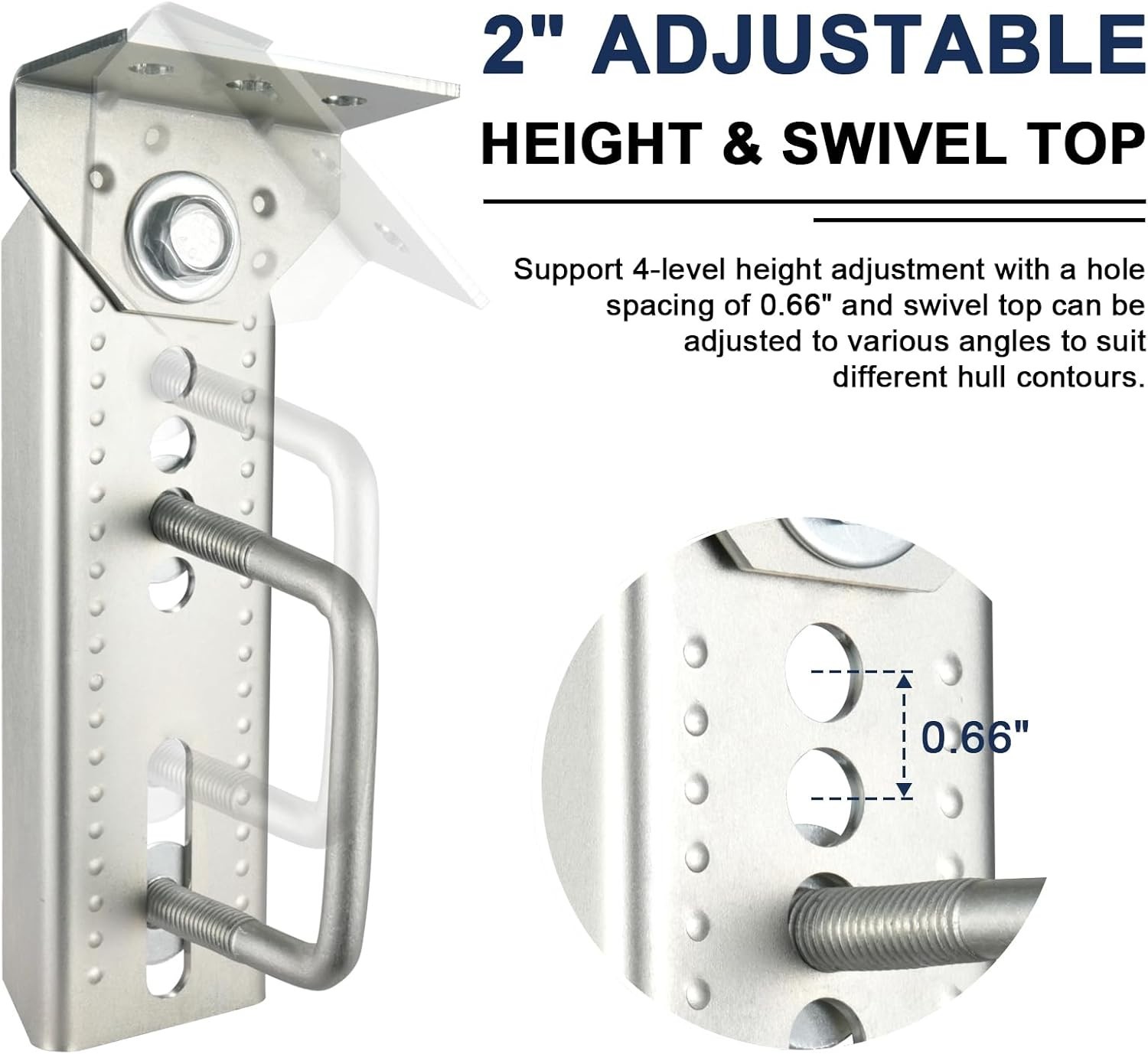 4PCS 8" Swivel Top Bunk Bracket Kit For 1.5x3, 2x3,3x3 Boat Trailer Crossmember