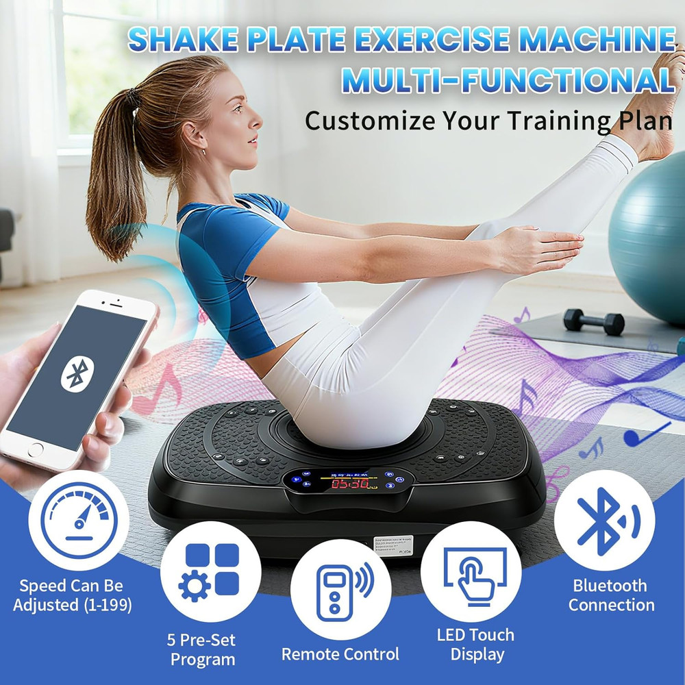 Vibration Plate Exercise Machine, Full Body Exercise Equipment, 199 Adjustable S