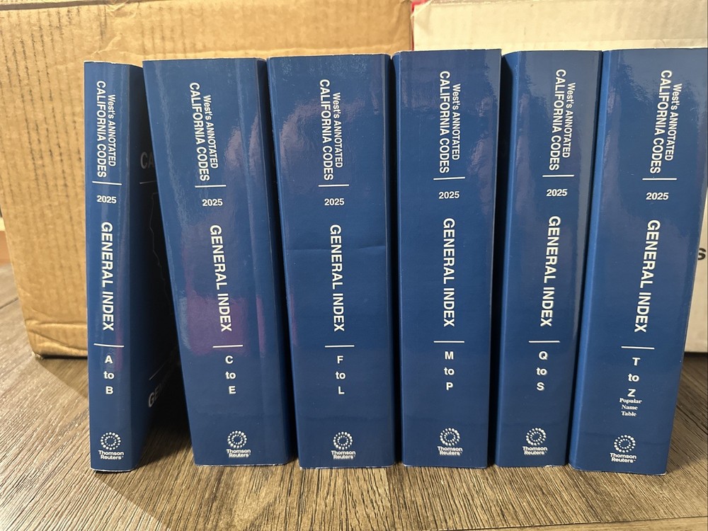 Wests Annotated California Codes 2025 General Index A - Z (Full Set)