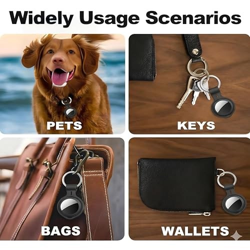 4 Pack Compatible with AirTag Holder Case Silicone Tracker Tags Keychain