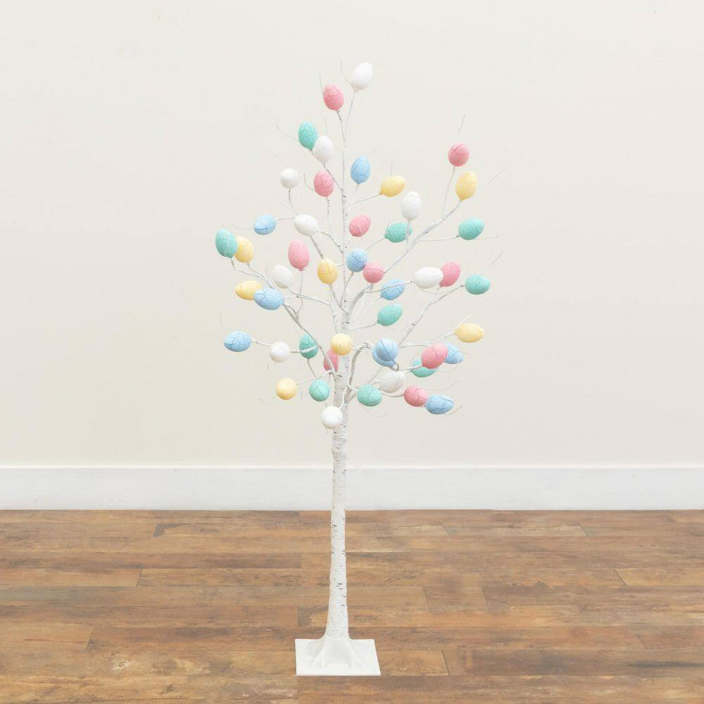 4 Ft. Pre-Lit Artificial Easter Twig Tree with 48 Egg Shaped LED Ornaments