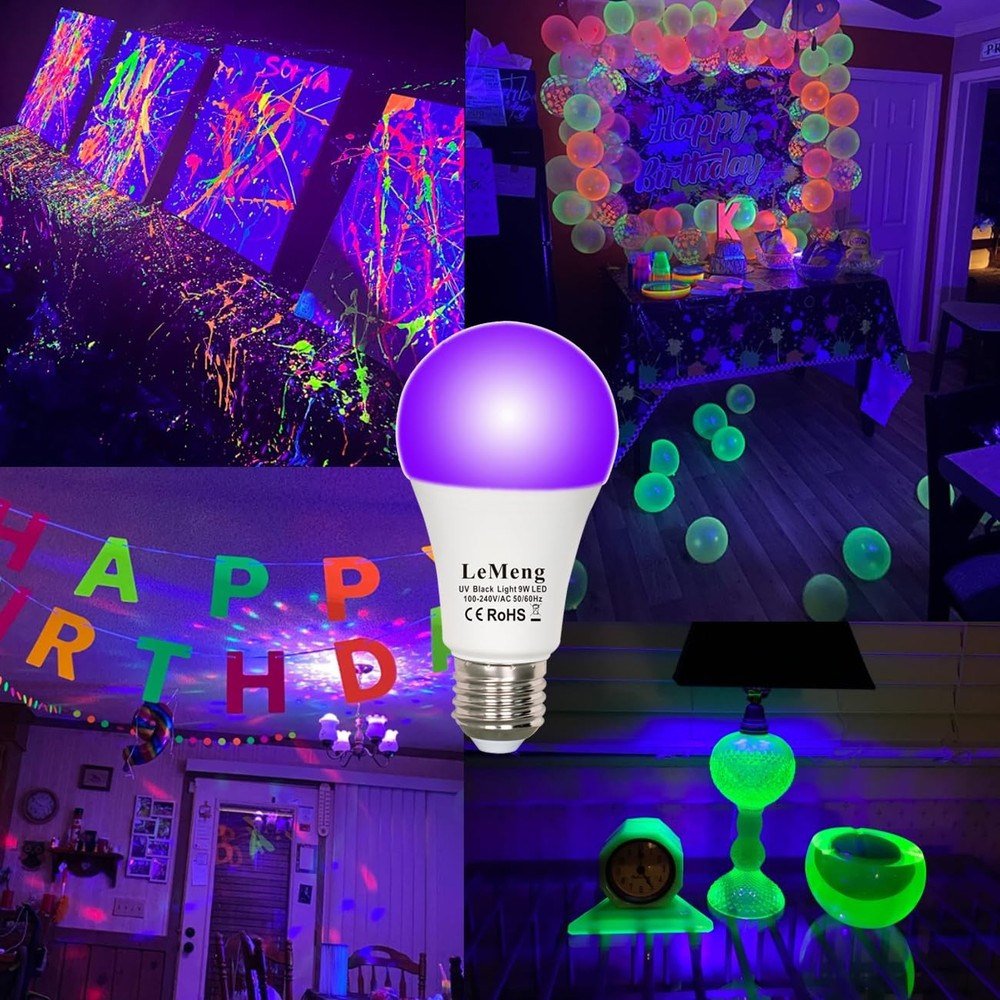 LED Black Lights Bulb 9W Blacklight A19(75Watt Equivalent), E26 Medium Base