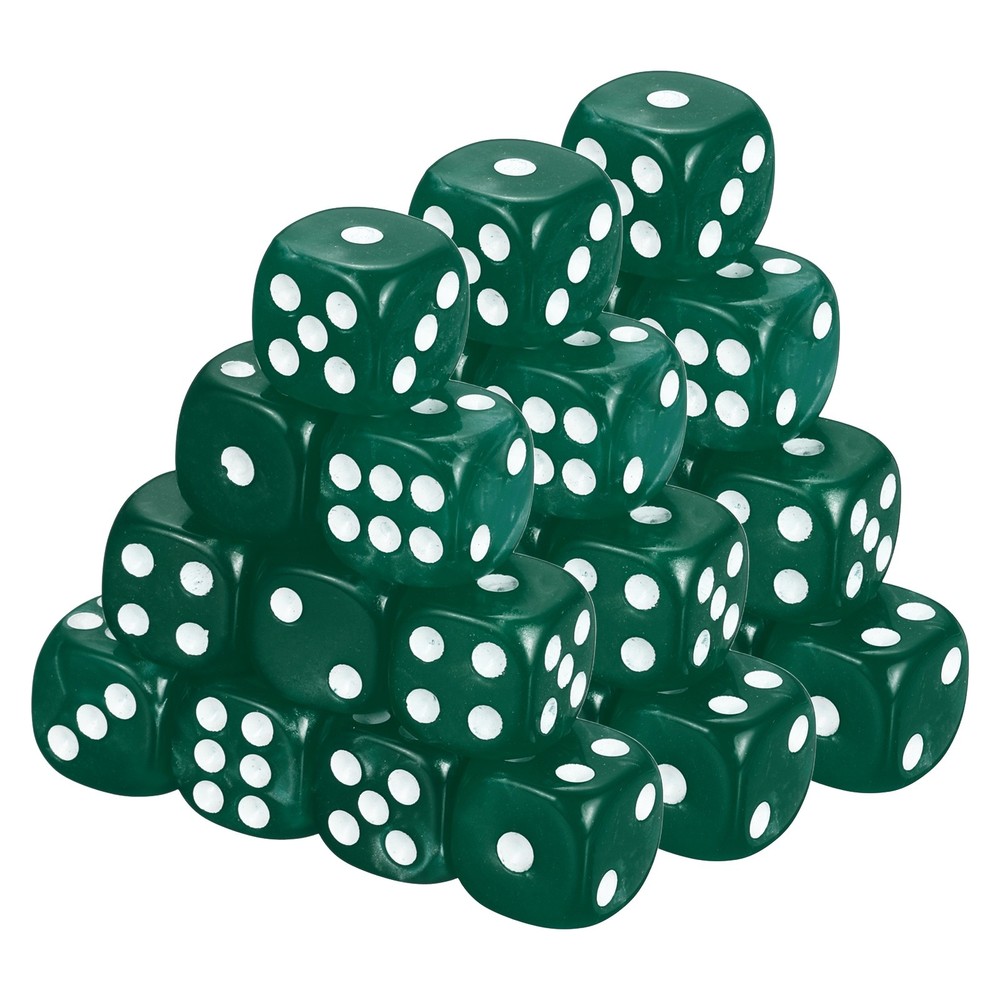 48Pcs Polyhedral Dice 12mm Pearl Pattern Square Dice, Dark Green