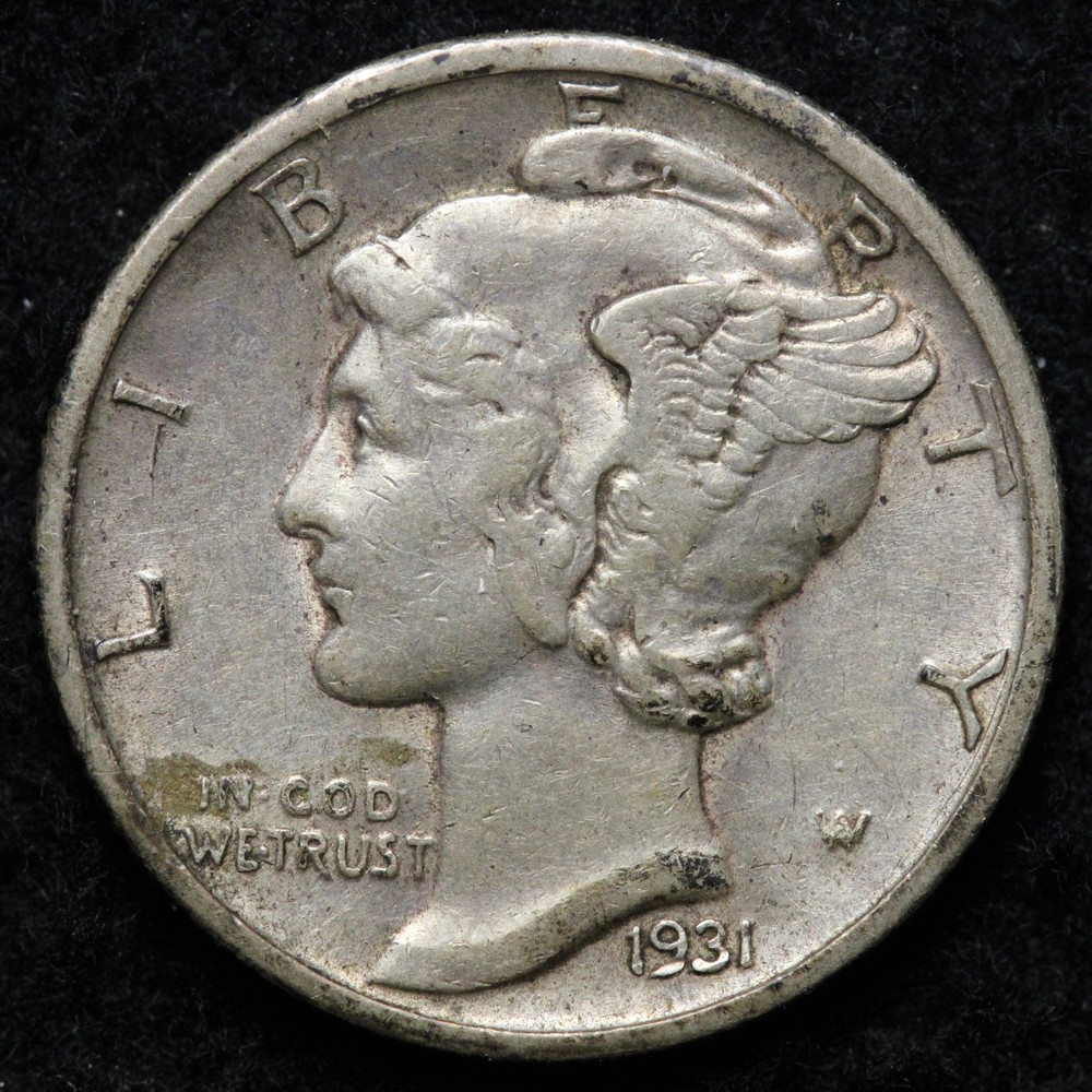 1931-S Mercury Silver Dime AU+ E285 DUCF