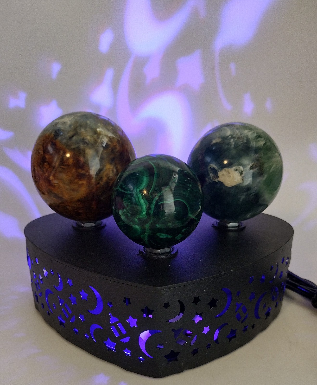 USB Rotating LED Crystal Sphere Stand Crystal Ball Display Base Color Changing