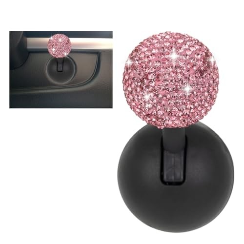 Car Push Start Button Cover, Rhinestone Engine Start Stop Button Joystick Pink