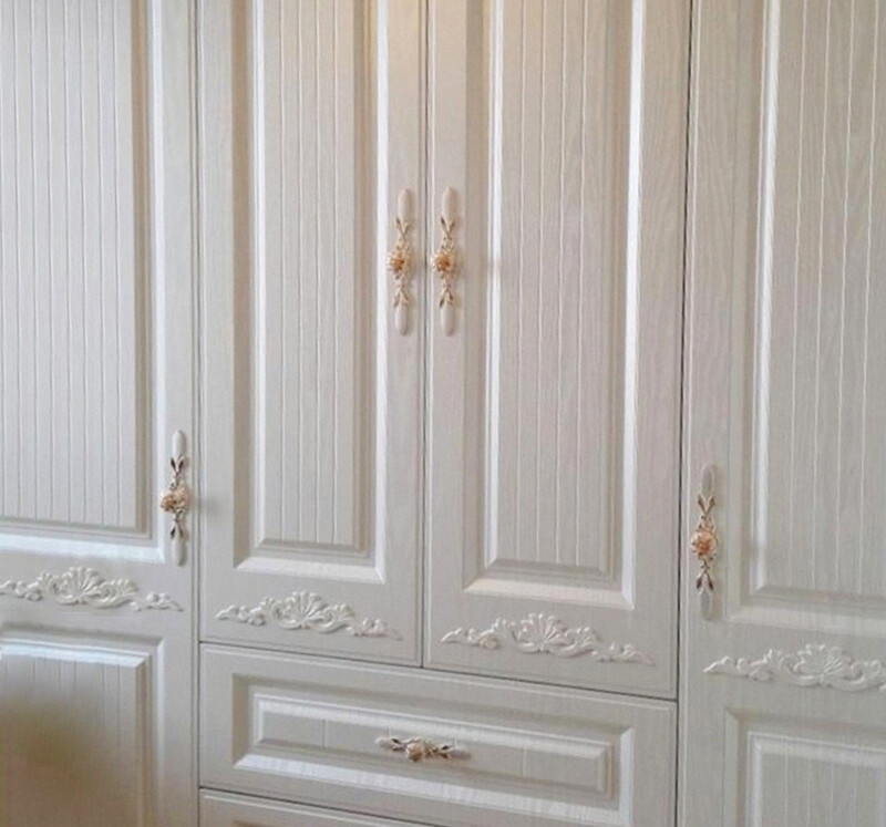 MFYS Gold Flower&Ivory white Base plate Drawer Knobs Cabinet pull