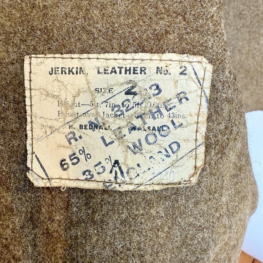 WWII British Leather Jerkins Vest Dated 1940