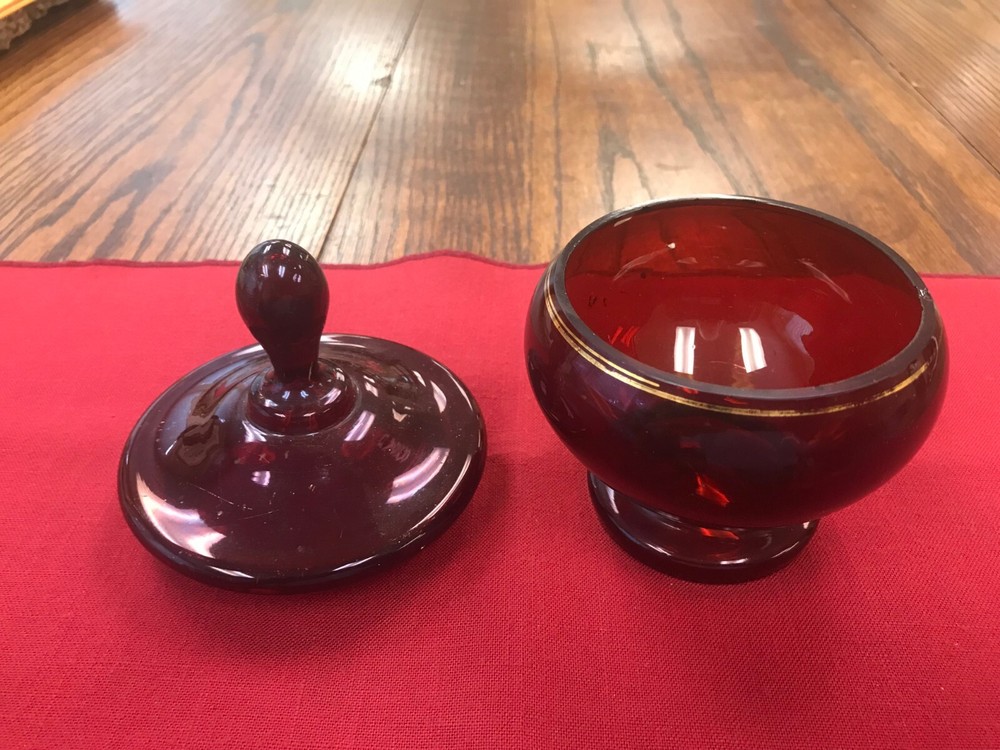 Antique Red Ruby Container with Lid