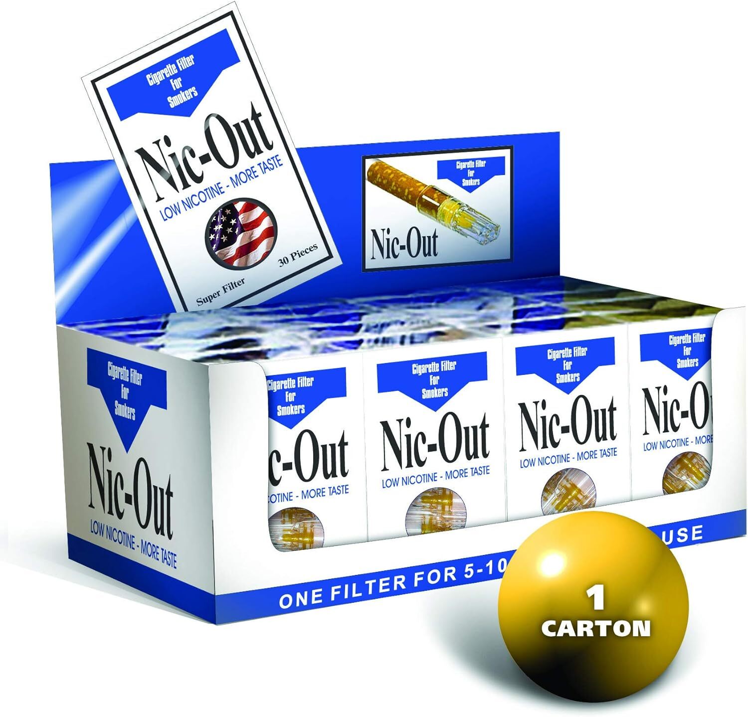 20 TOTAL NIC-OUT Cigarette Filters packs, Less Tar and Nicotine (600 Filters)