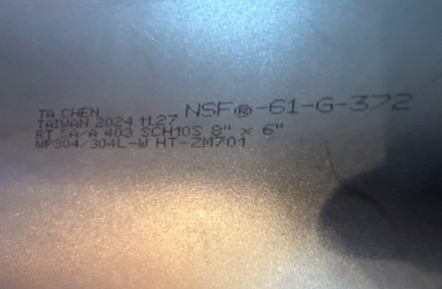 Reducing Tee 8" x 6" Schedule 10, 304-L Stainless Steel Butt Weld Pipe Fitting