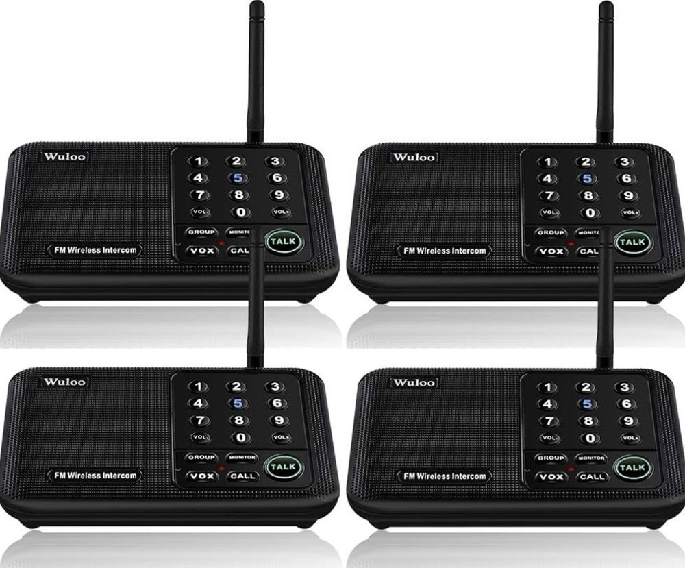 Wuloo Wireless Intercom System 5280 Feet Range 10 Channel 3 Code - 4 Pack