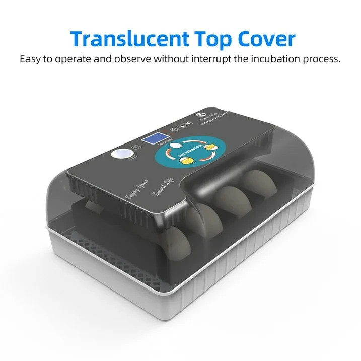 12 Eggs Incubator Automatic Egg Turning Humidity Control Temperature Display