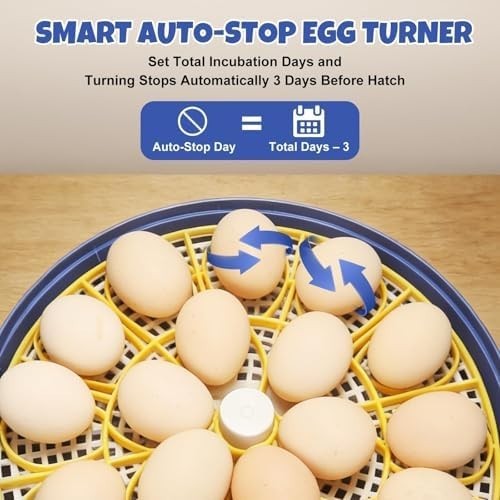18 Egg Incubator with Humidity Display, Egg Candler, Automatic Egg Turner,