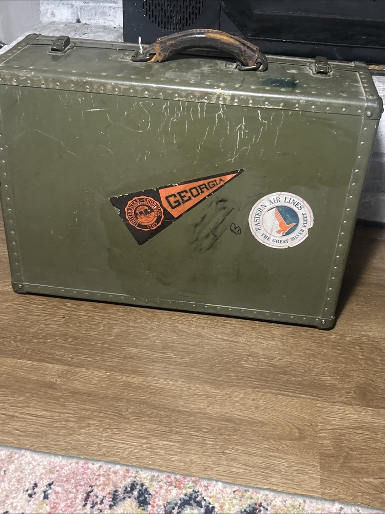 WW2 Avaiators Military Suitcase Markings Named Navy Delta UGA Eastern Deco Cool