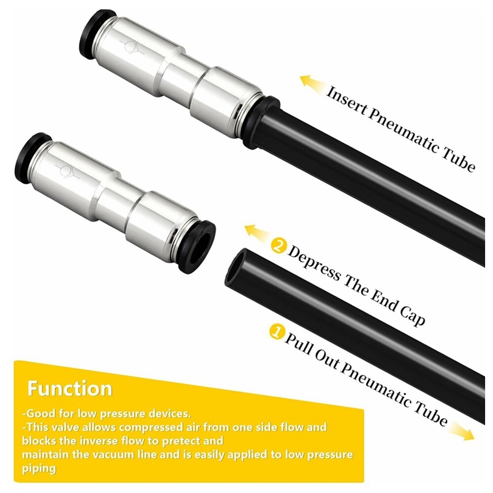2x 1/4" OD Check Valve Push to Connect One Way Inline Air Pneumatic Valves C357