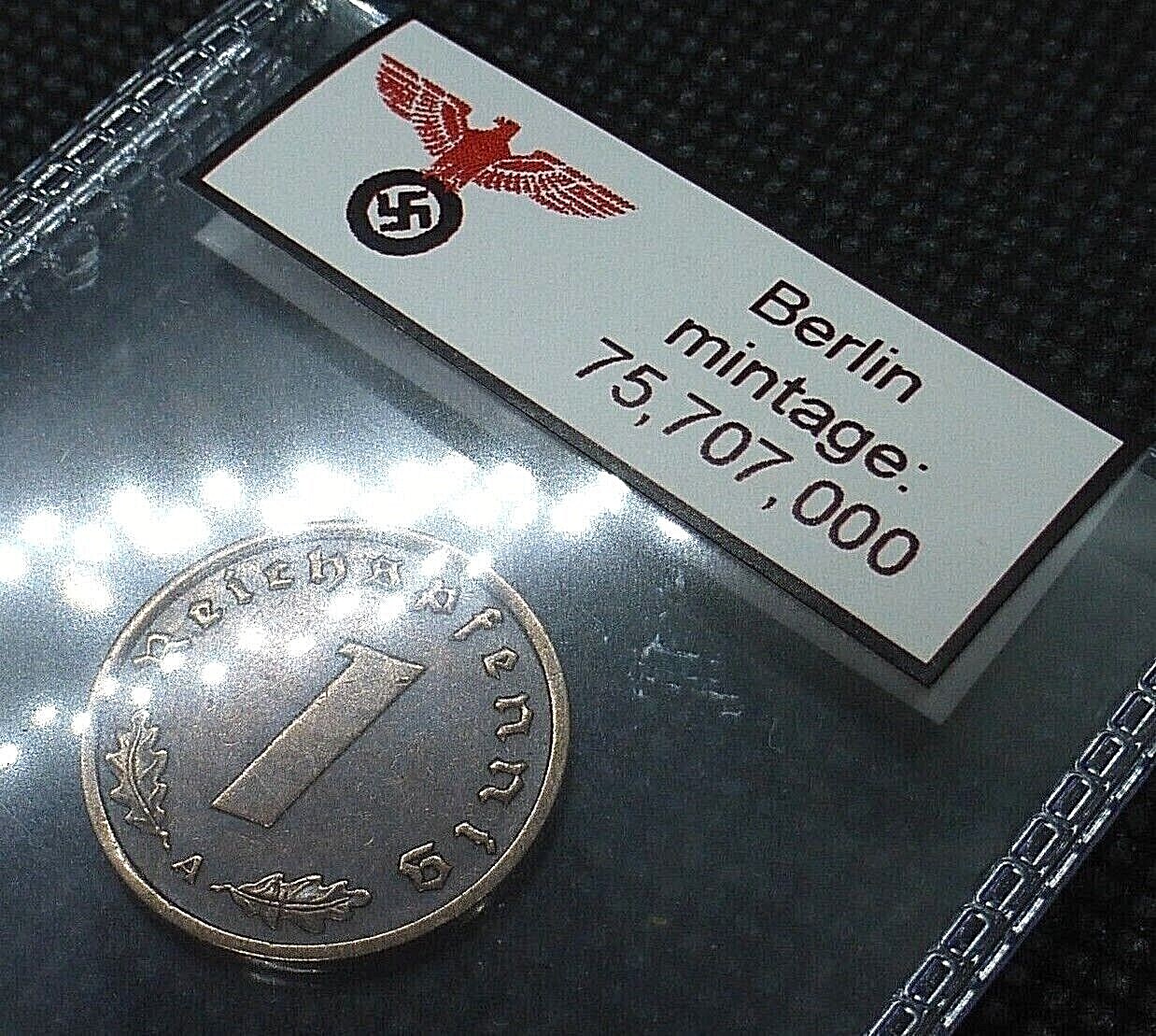 Nazi Bronze Coin - 1 Reichspfennig Third Reich Eagle Swastika Labeled WW2 Relic