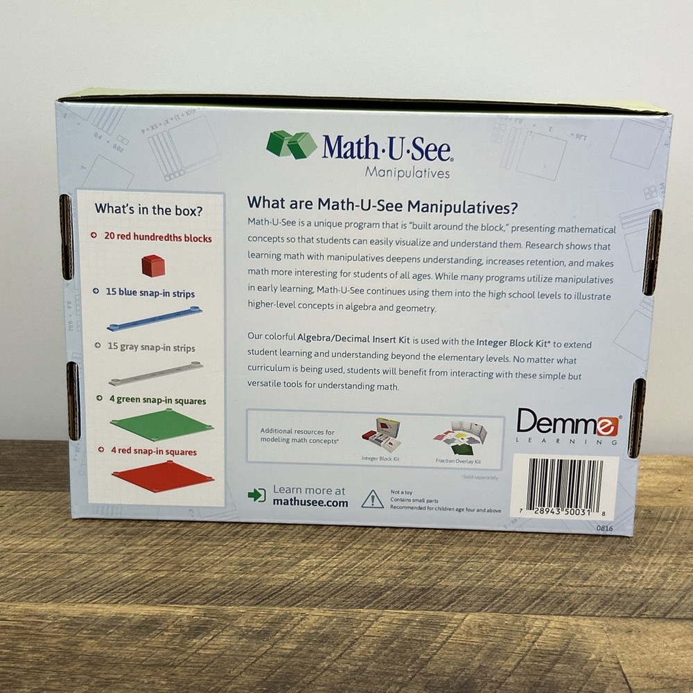 Complete- Math U See Algebra Decimal Insert Kit - Homeschool Demme Math