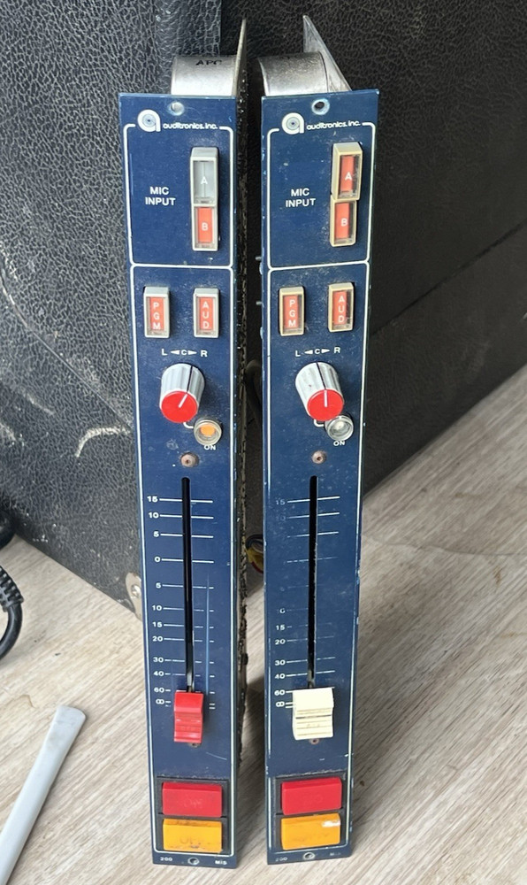 pair vintage Auditronics blueface 200-MIS mic preamps console strips modules