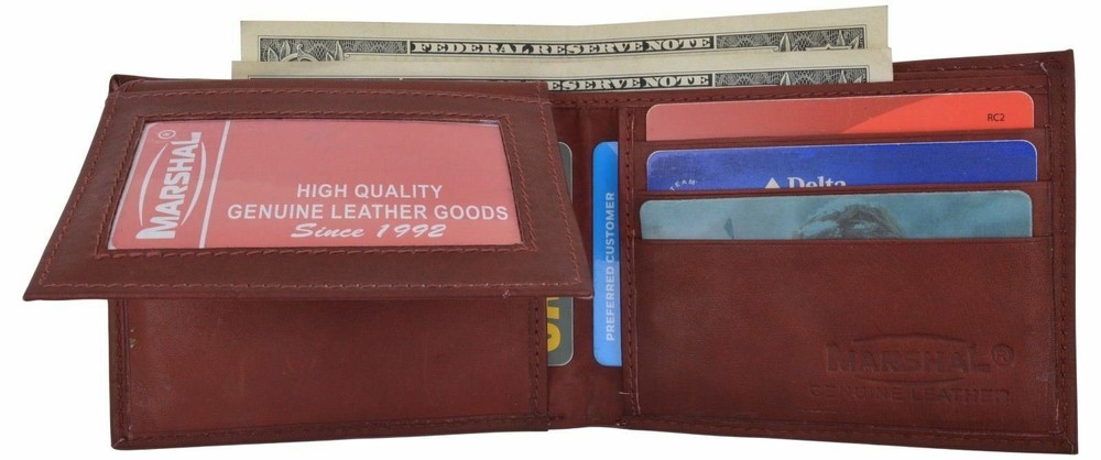 Basic Bifold Men's Wallet Flip Up ID Window 9 Cards 2 Receipt Pockets Billfold