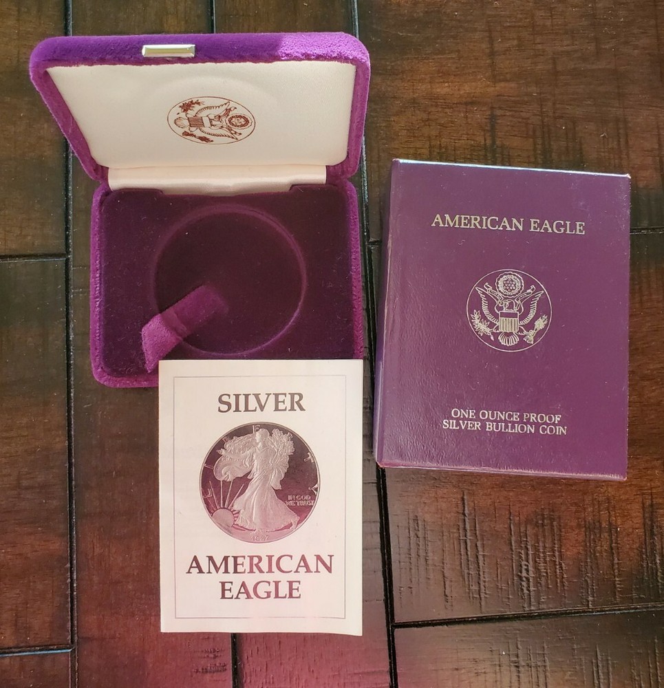 1990 Proof $1 American Silver Eagle Box & COA | No Coin