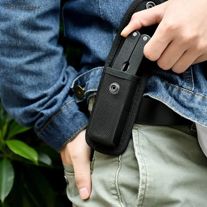 Nylon Belt Pouch for Folding Knife, Pliers & Flashlight Holder Case