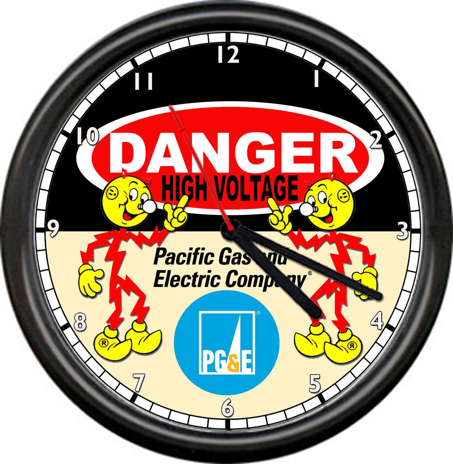 Reddy Kilowatt Danger High Voltage PG&E Pacific Gas & Electric Sign Wall Clock