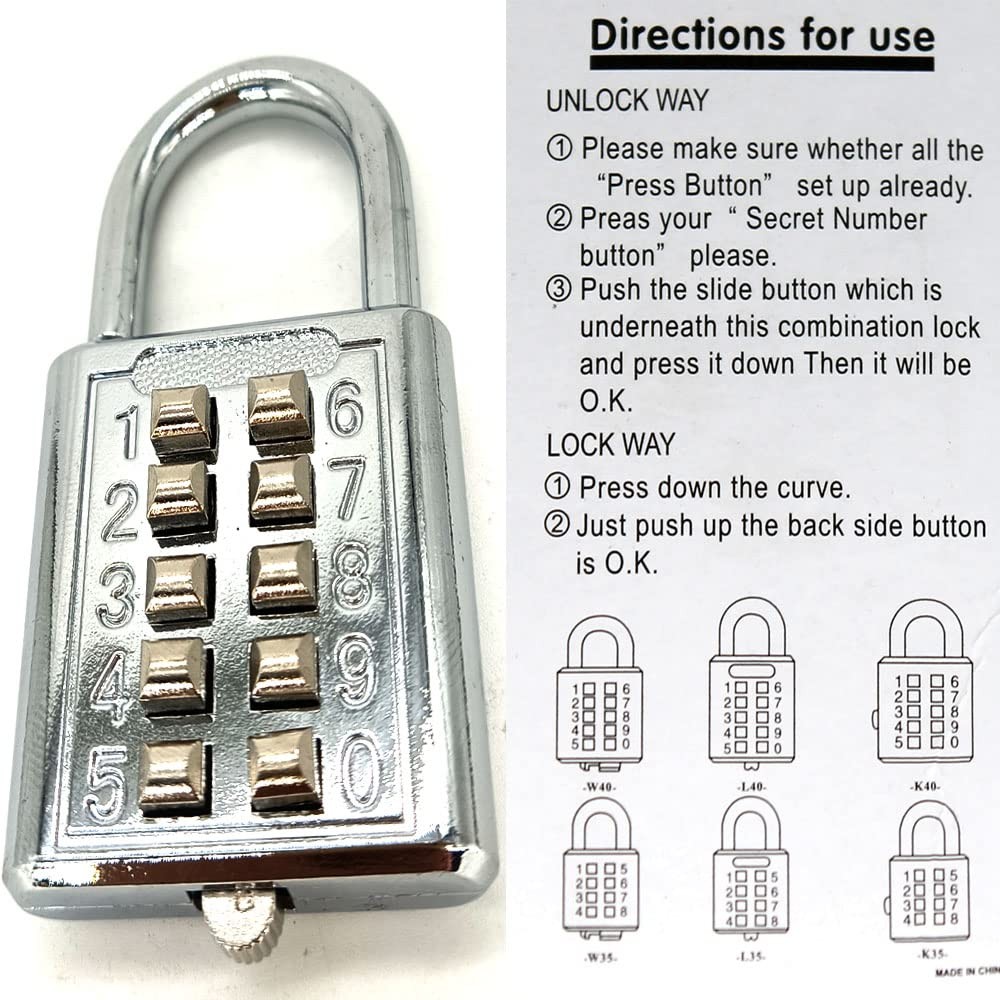 Mioni 10 Digit Push Button Combination 5 Digit Locking Mechanismblue bl