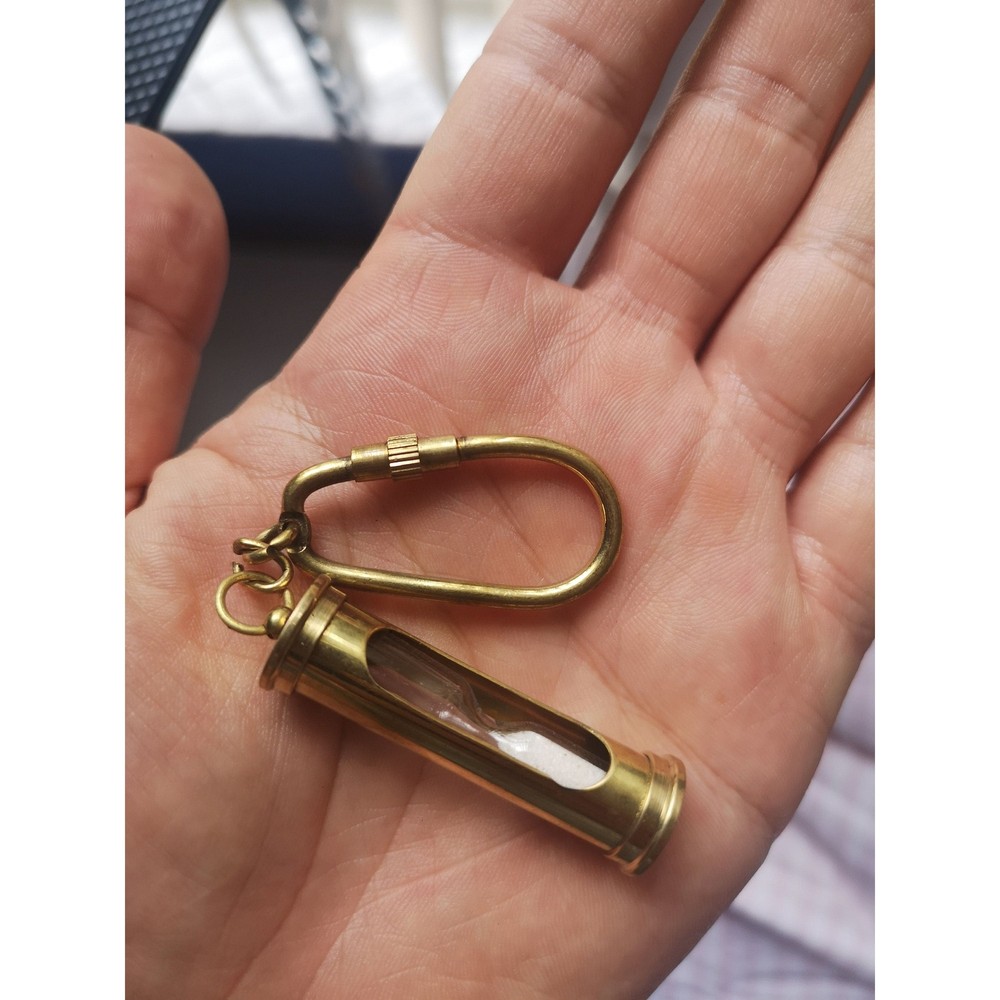 Sand Timer Keychain, Brass Sand Timer Keychain, Brass Key Ring, Nautical Keychai