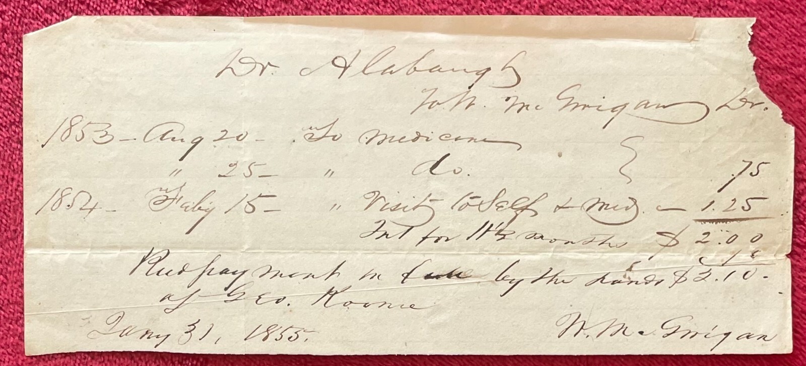1832-1861 DOCTORS BILLS FOR DIFFERENT AILMENTS, TOOTH EXTRACTIONS & VACCINATIONS
