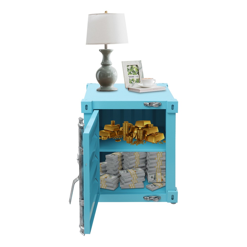 Floorstanding Side Table, Industrial Style Container Cabinet, Iron Bedside Table
