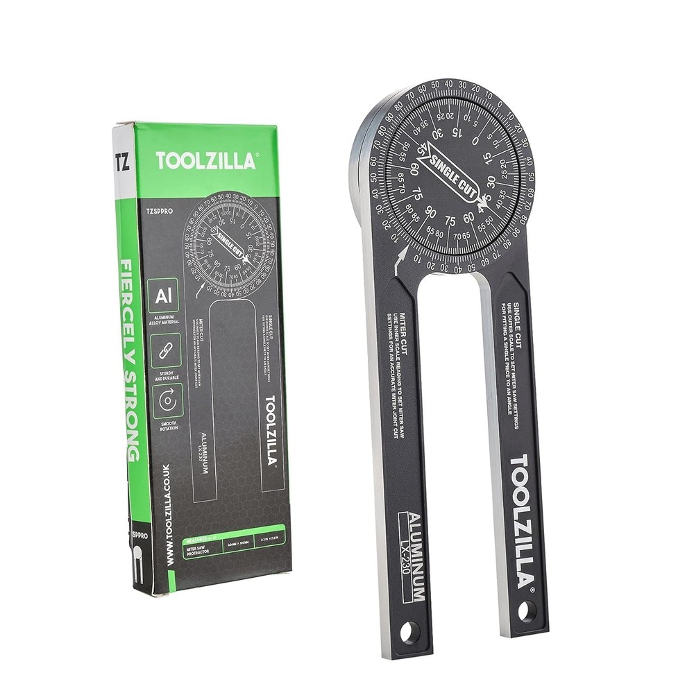 Toolzilla 7-Inch Aluminum Miter Saw Protractor Angle Finder - Measuring Tool wit