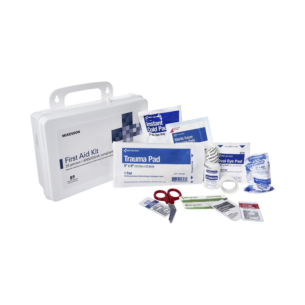 McKesson 25 Person Wall Mount First Aid Kit Plastic Case 6 per Case