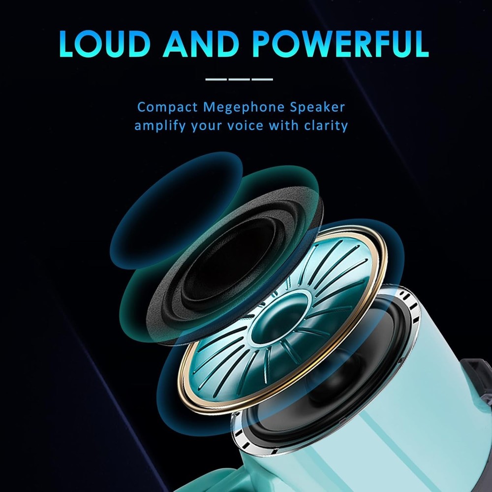 Lightweight 20W Megaphone with Volume Control & Recording Function, 5.4"W