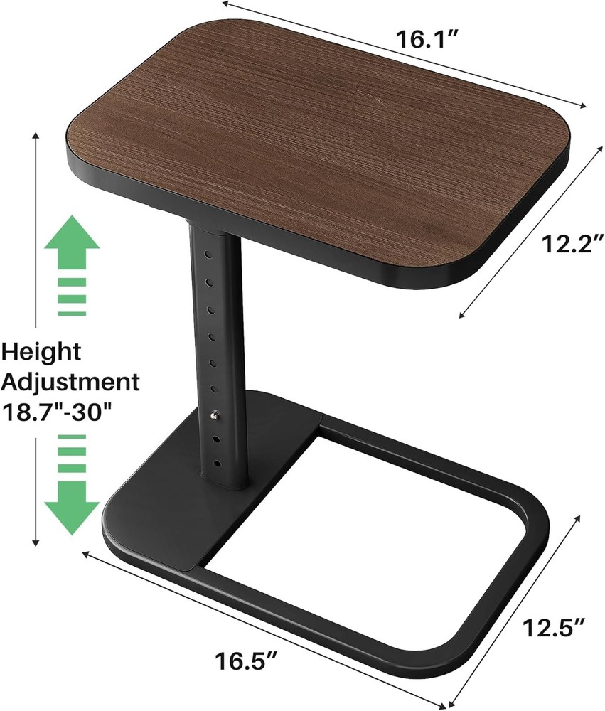 TV Tray Table Adjustable Height & Rounded Metal Corners Snack Table Couch Sofa