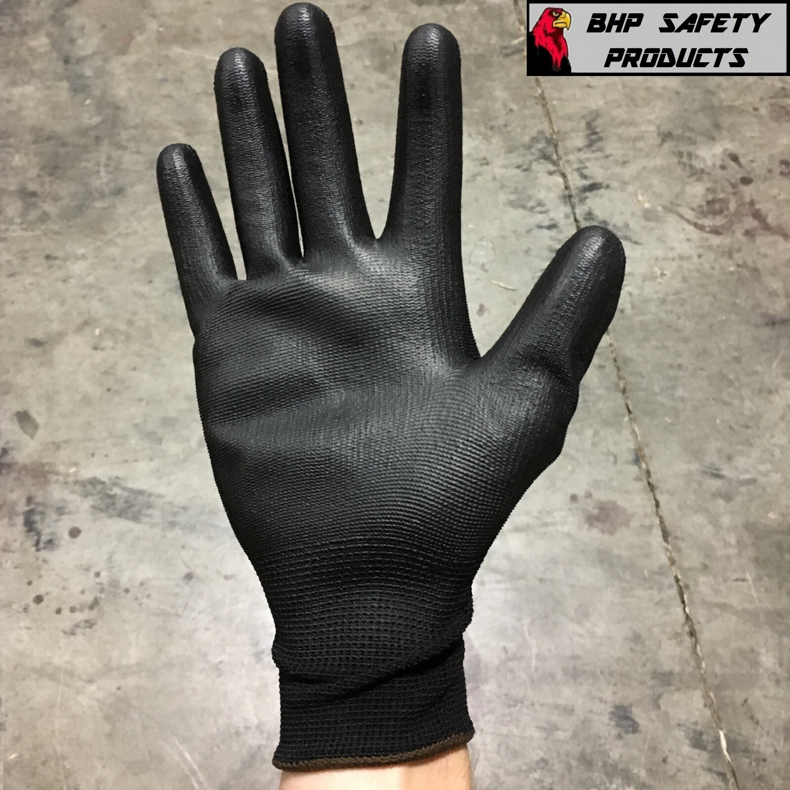 LIBERTY P-GRIP WORK GLOVES BLACK PU POLYURETHANE COATED PALM SP4638BK (12 PAIR)