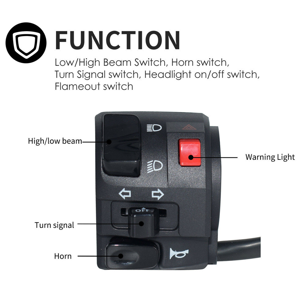 Left 7/8" Motorcycle Handlebar Warning Horn Button Turn Signal Controller Switch