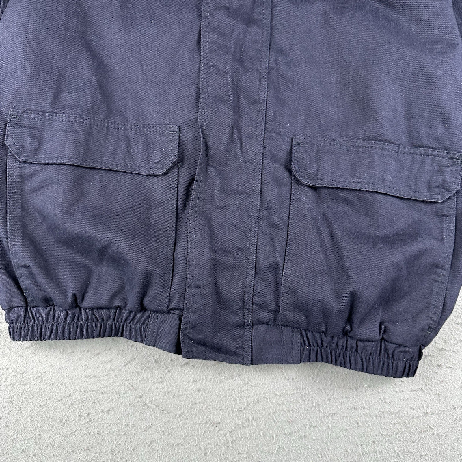 Bulwark FR Jacket Mens XL Blue Flame Resistant Workwear Snap Zip Hooded