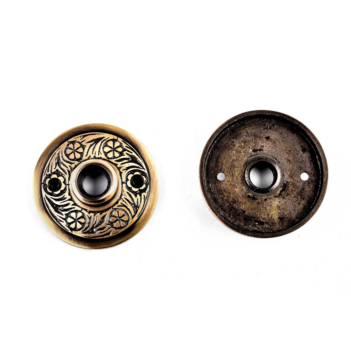 Pair of Victorian Rosette Cast Antique Brass Door Hardware Renovators Supply