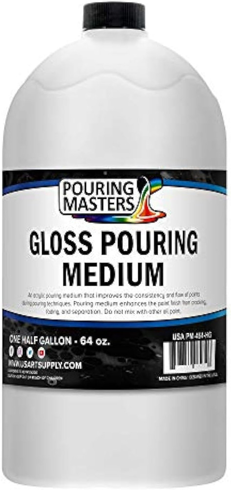 Professional Gloss Pouring Medium 64Oz (Half Gallon) - Improves Paint Flow & Cel
