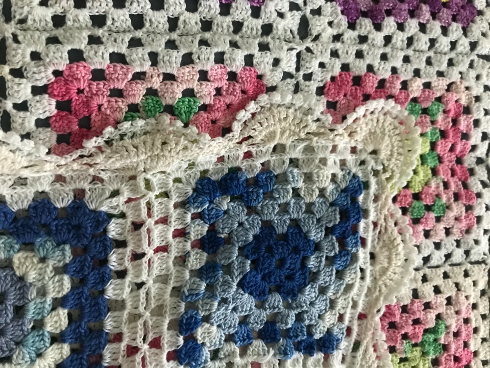 GRANNY Patchwork Pattern Hand Made Crochet Queen Bedspread 97in x 104in, 7lb