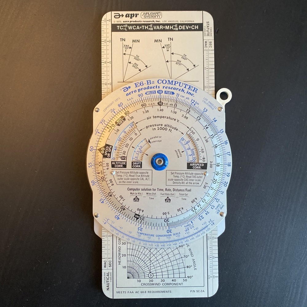 Vintage E6-B Flight Computer Aero Products Research, Inc. 1973 Bundle Manual +
