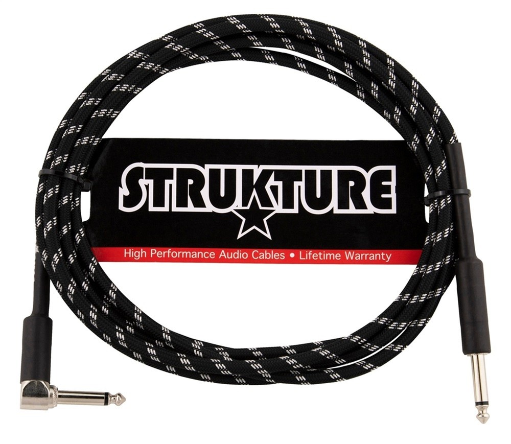 Strukture Instrument Cable 10ft. Right Angle (Black/Silver) - 10 Pack