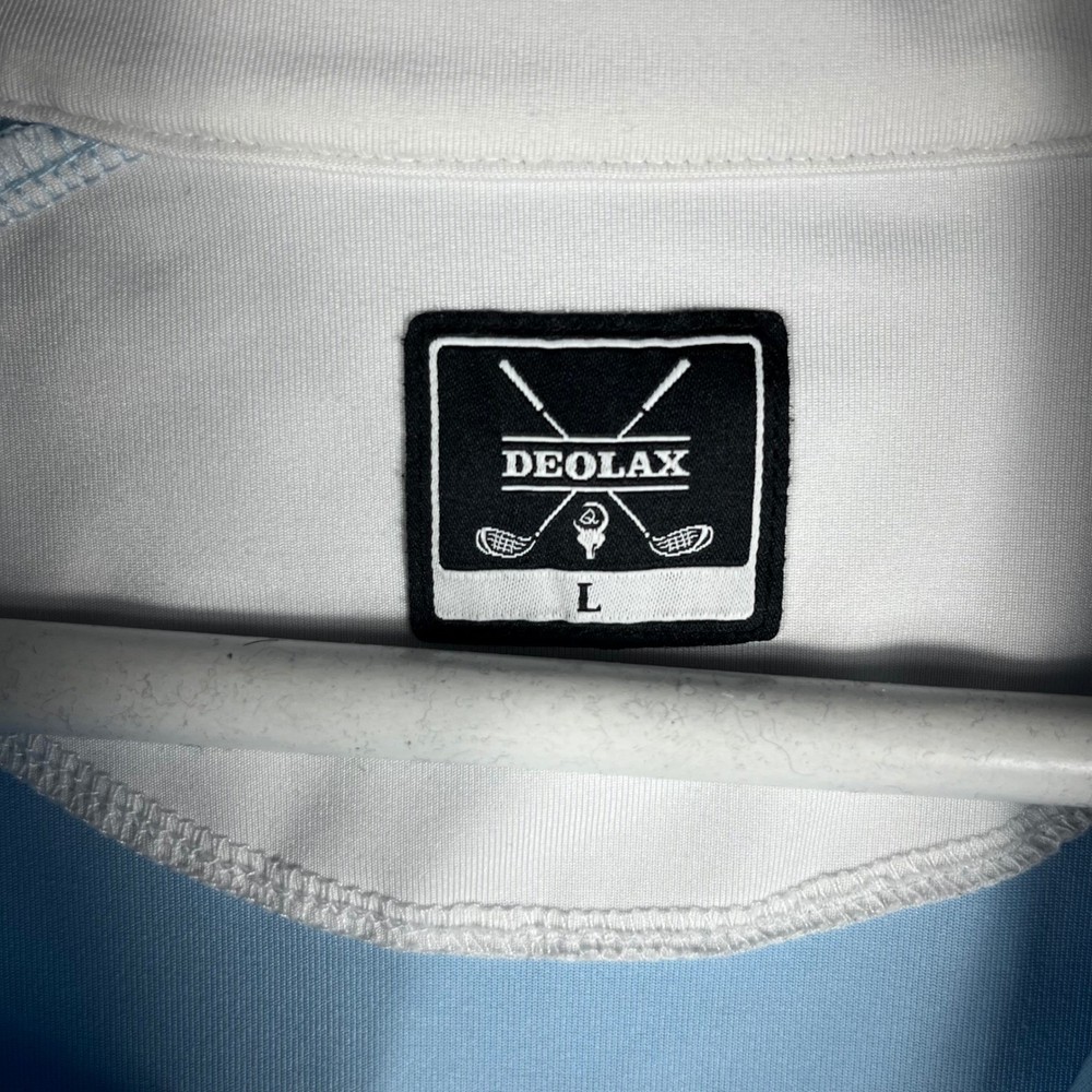 Deolax Quarter Zip Pullover Mens Large Light Blue Performance Golf Stretch Top