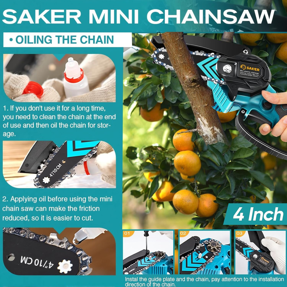 Mini Chainsaw,Portable Electric Chainsaws Cordless,Handheld Chain Saw Pruning Sh