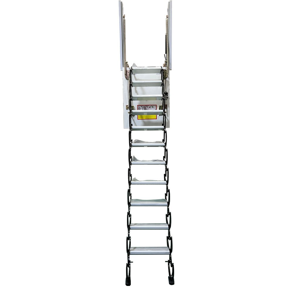Black Attic Ladder Loft Wall Folding Stairs 9.18ft Side-Mounted Pull Down Ladder